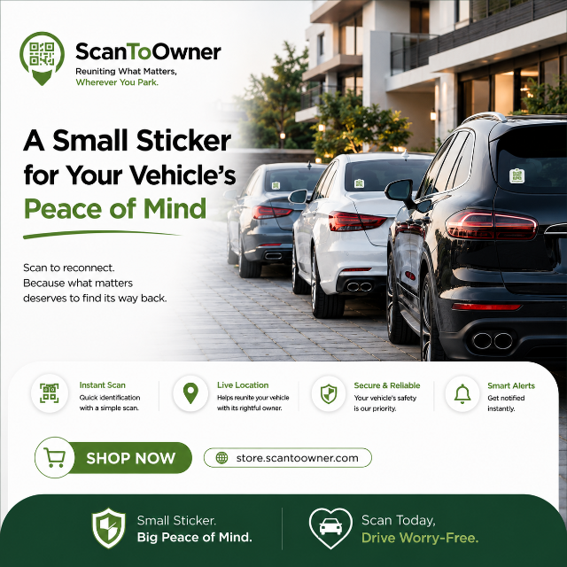 ScanToOwner Vehicle QR Sticker – Coming Soon