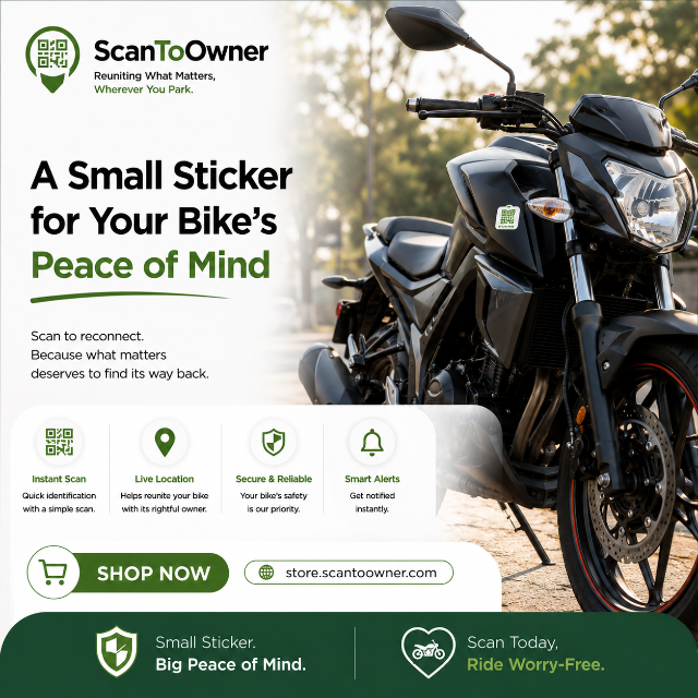 ScanToOwner BIKE QR Sticker – Coming Soon
